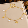 Wholesale Women's Stainless Steel Marine Life Anklet With Starfish And Turtle Pendant