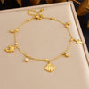 Wholesale Women's Stainless Steel Marine Life Pendant Anklet With Goldplated Turtle Dolphin Scallop Chain Animal Zodiac Design