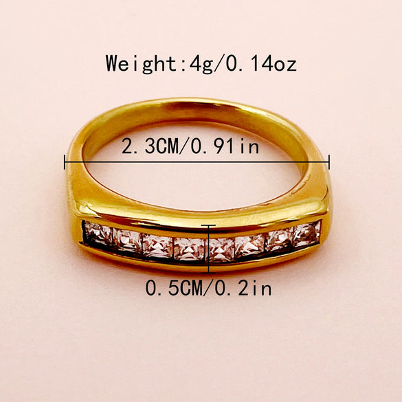 Wholesale Women's Stainless Steel Micro Inlaid Zircon Geometric Small Square Ring With Electroplating