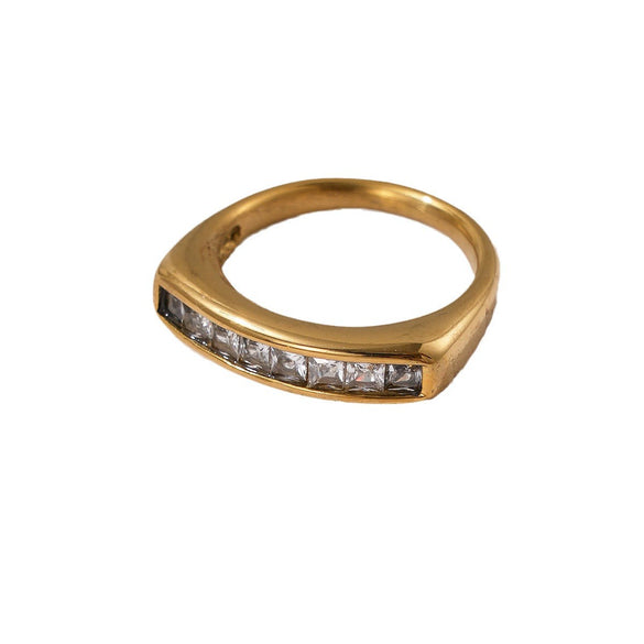Wholesale Women's Stainless Steel Micro Inlaid Zircon Geometric Small Square Ring With Electroplating