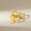 Wholesale Women's Stainless Steel Minimalist Four Leaf Clover Electroplating Brooch For Suit And Sweater