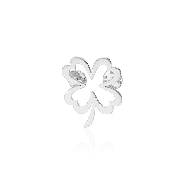 Wholesale Women's Stainless Steel Minimalist Four Leaf Clover Electroplating Brooch For Suit And Sweater