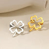 Wholesale Women's Stainless Steel Minimalist Four Leaf Clover Electroplating Brooch For Suit And Sweater