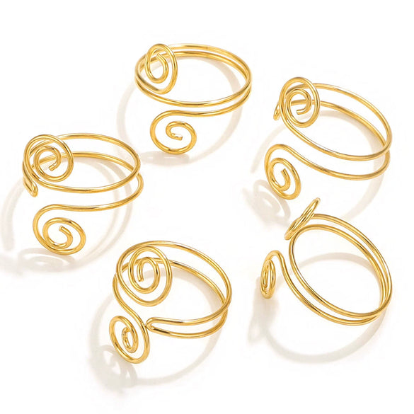 Wholesale Women's Stainless Steel Multi Layer Irregular Geometric Ring Electroplated With 18K Gold
