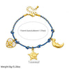 Wholesale Women's Stainless Steel Multicolor Cotton Rope Braided Minimalist Pendant Bracelet With Heart And Eightpointed Star And Moon Shapes Electroplated