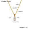 Wholesale Women's 316L Stainless Steel Multilayer Clavicle Chain With Rectangular Zircon Beads Pvd Plated In 18K Gold Light Luxury Geometric Style