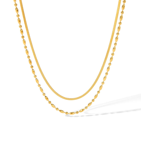 Wholesale Women's Stainless Steel Multilayer Ushape Geometric Necklace With Electroplating Vacuum Real Gold In Furnace Treatment