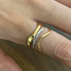 Wholesale Women's Stainless Steel Multilayer Water Ripple Open Ring With Geometric Design And Electroplating Treatment