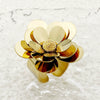 Wholesale Women's Stainless Steel Multipetal Flower Open Ring With Weaving Design