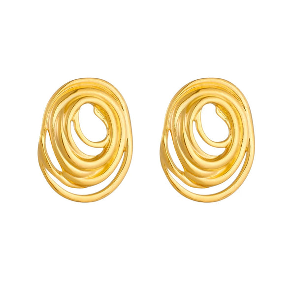 Wholesale Women's Stainless Steel Multiturn Spiral Geometric Electroplated Waterproof Earrings