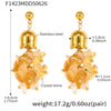 Wholesale Women's 316L Stainless Steel Natural Crystal Stone Lily Of The Valley Tassel Earrings With Geometric Pattern And Electroplating Design