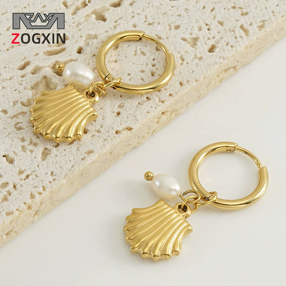 Wholesale Women's 316L Stainless Steel Natural Geometric Earrings With Electroplating Treatment
