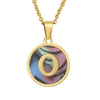 Wholesale Women's Stainless Steel Natural Shell Letter Necklace With Oil Dripping Titanium Steel Pendant And Electroplated 18K Gold