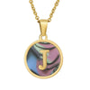 Wholesale Women's Stainless Steel Natural Shell Letter Necklace With Oil Dripping Titanium Steel Pendant And Electroplated 18K Gold