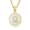 Wholesale Women's Stainless Steel Natural Shell Letter Necklace With Oil Dripping Titanium Steel Pendant And Electroplated 18K Gold