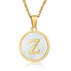 Wholesale Women's Stainless Steel Natural Shell Letter Necklace With Oil Dripping Titanium Steel Pendant And Electroplated 18K Gold