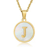 Wholesale Women's Stainless Steel Natural Shell Letter Necklace With Oil Dripping Titanium Steel Pendant And Electroplated 18K Gold