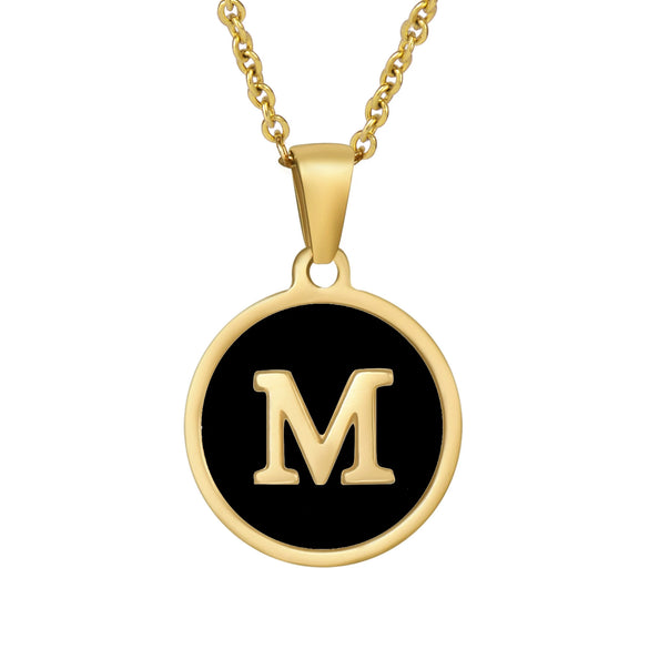 Wholesale Women's Stainless Steel Natural Shell Letter Necklace With Oil Dripping Titanium Steel Pendant And Electroplated 18K Gold