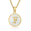 Wholesale Women's Stainless Steel Natural Shell Letter Necklace With Oil Dripping Titanium Steel Pendant And Electroplated 18K Gold