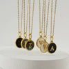 Wholesale Women's Stainless Steel Natural Shell Letter Necklace With Oil Dripping Titanium Steel Pendant And Electroplated 18K Gold