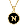 Wholesale Women's Stainless Steel Natural Shell Letter Necklace With Oil Dripping Titanium Steel Pendant And Electroplated 18K Gold