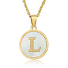 Wholesale Women's Stainless Steel Natural Shell Letter Necklace With Oil Dripping Titanium Steel Pendant And Electroplated 18K Gold