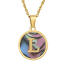 Wholesale Women's Stainless Steel Natural Shell Letter Necklace With Oil Dripping Titanium Steel Pendant And Electroplated 18K Gold
