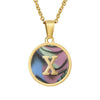 Wholesale Women's Stainless Steel Natural Shell Letter Necklace With Oil Dripping Titanium Steel Pendant And Electroplated 18K Gold