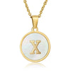 Wholesale Women's Stainless Steel Natural Shell Letter Necklace With Oil Dripping Titanium Steel Pendant And Electroplated 18K Gold