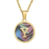 Wholesale Women's Stainless Steel Natural Shell Letter Necklace With Oil Dripping Titanium Steel Pendant And Electroplated 18K Gold