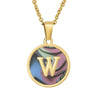 Wholesale Women's Stainless Steel Natural Shell Letter Necklace With Oil Dripping Titanium Steel Pendant And Electroplated 18K Gold