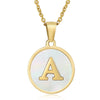 Wholesale Women's Stainless Steel Natural Shell Letter Necklace With Oil Dripping Titanium Steel Pendant And Electroplated 18K Gold