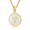 Wholesale Women's Stainless Steel Natural Shell Letter Necklace With Oil Dripping Titanium Steel Pendant And Electroplated 18K Gold