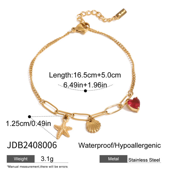 Wholesale Women's Stainless Steel Natural Stone Geometric Marine Style Diy Bracelet With Electroplating