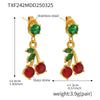 Wholesale Women's 316L Stainless Steel Natural Stone Glass Stone Fruit Style Jewelry With Electroplating Necklace And Earrings