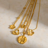 Wholesale Women's Stainless Steel Necklace With Flower Pendant Vacuum Real Gold Plated In Pvd Furnace And Black Rope Chain
