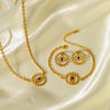 Wholesale Women's Stainless Steel Necklace With Retro Hollow Angel Eye Pendant 18K Gold Plated Geometric Pattern Vacuum Real Gold Electroplating In Pvd Furnace