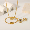 Wholesale Women's Stainless Steel Necklace With Retro Hollow Angel Eye Pendant 18K Gold Plated Geometric Pattern Vacuum Real Gold Electroplating In Pvd Furnace