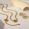 Wholesale Women's Stainless Steel Necklace With Retro Hollow Angel Eye Pendant 18K Gold Plated Geometric Pattern Vacuum Real Gold Electroplating In Pvd Furnace