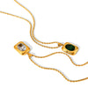Wholesale Women's Stainless Steel Necklace With Square Pendant Inlaid With Semiprecious Stones And Geometric Pattern