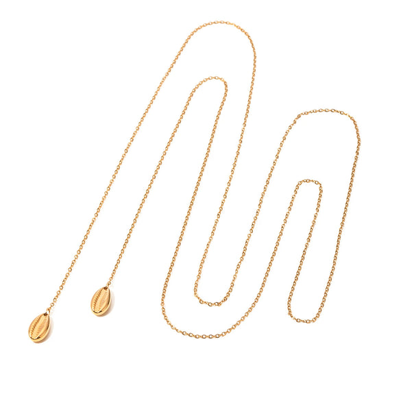 Wholesale Women's Stainless Steel Ocean Series Geometric Shell Pendant Necklace With Electroplating