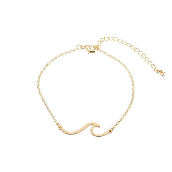Wholesale Women's Stainless Steel Ocean Wave Irregular Geometric Hollow Electroplated Bracelet
