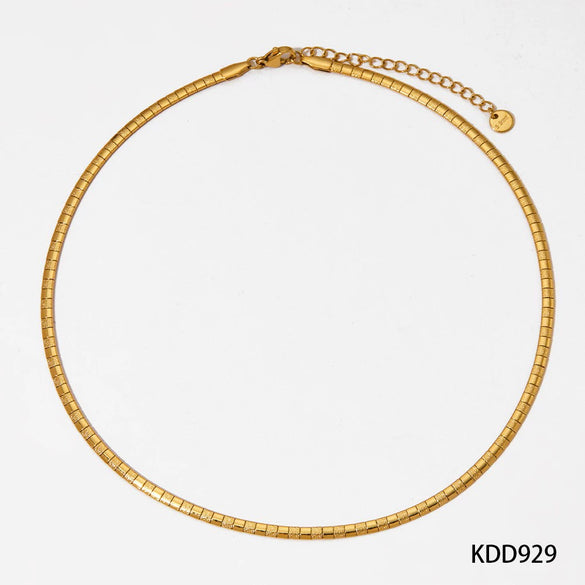 Wholesale Women's Stainless Steel Omega Chain Necklace With Thick And Thin Striped Design And Electroplating Process Geometric Style