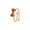 Wholesale Women's Stainless Steel Open Bow Ring Inlaid With Colorful Zircon Light Luxury Style Electroplated
