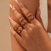 Wholesale Women's Stainless Steel Open Bow Ring Inlaid With Colorful Zircon Light Luxury Style Electroplated