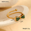 Wholesale Women's Stainless Steel Open Bow Ring Inlaid With Colorful Zircon Light Luxury Style Electroplated
