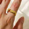 Wholesale Women's Stainless Steel Open Exclamation Mark Ring With Square Design And 18K Gold Electroplating