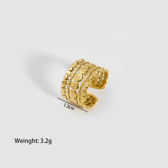 Wholesale Women's Stainless Steel Open Love Ring With Heart Pattern And Pvd Furnace Real Gold Plating