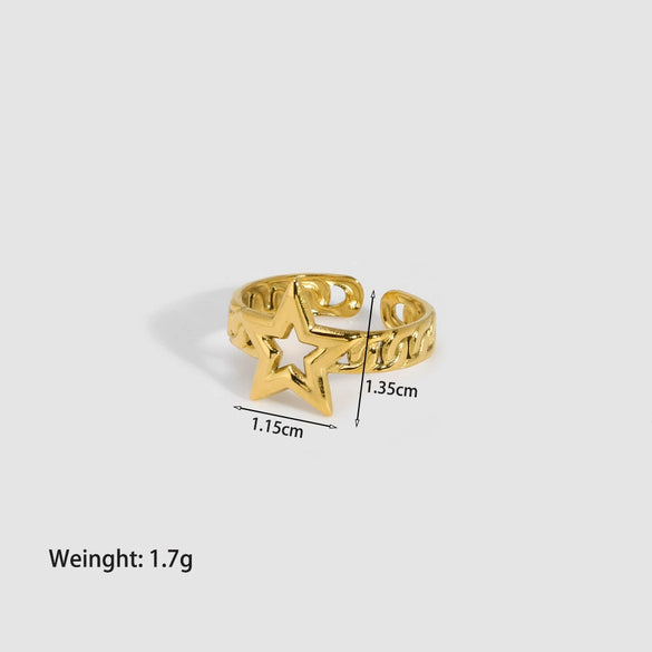 Wholesale Women's Stainless Steel Open Love Ring With Heart Pattern And Pvd Furnace Real Gold Plating