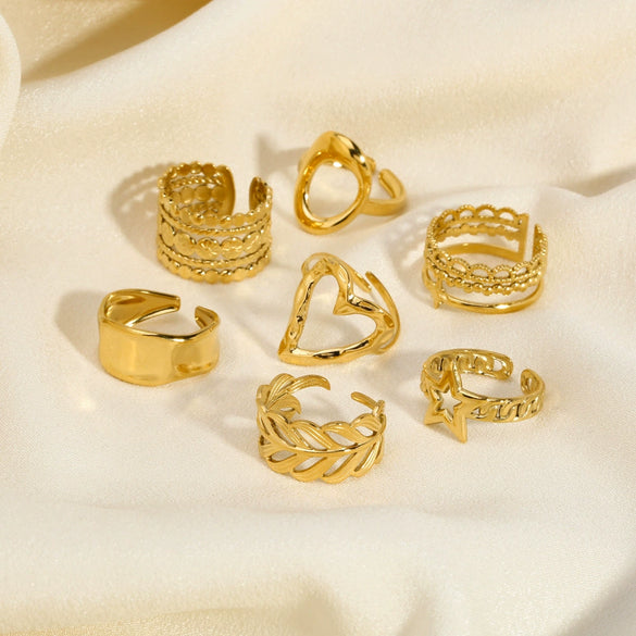 Wholesale Women's Stainless Steel Open Love Ring With Heart Pattern And Pvd Furnace Real Gold Plating